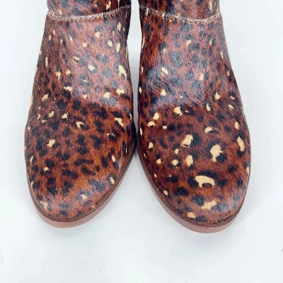 Madewell Rosie Ankle Boot Leopard Print Calf Hair Leather Brown Zipper Size 6.5 - Picture 4 of 13